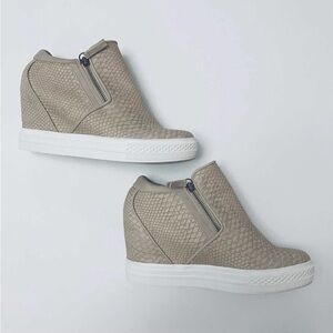Not Rated Beige Python-embossed Timmibelle Hidden Wedge Sneaker